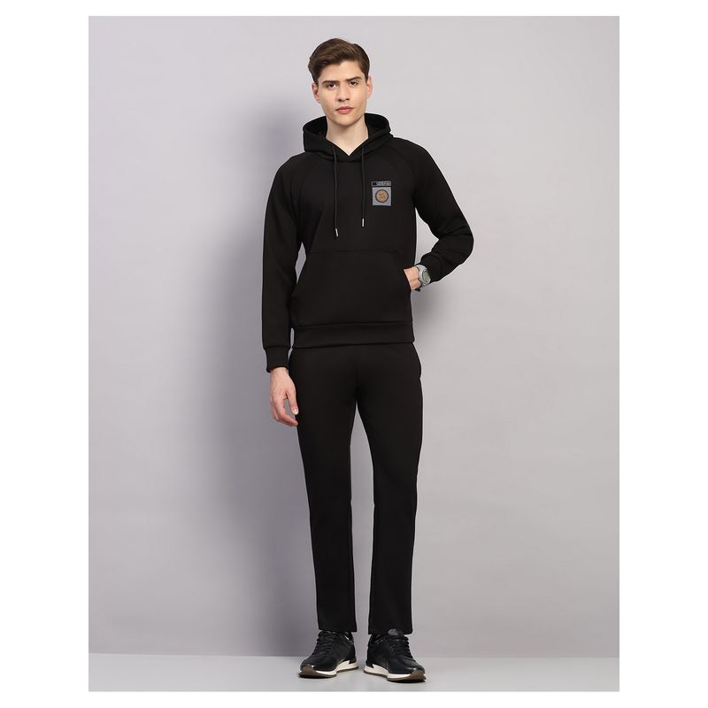 Monte Carlo Mens Black Regular Fit Solid Hooded Neck Winter Tracksuit (M)