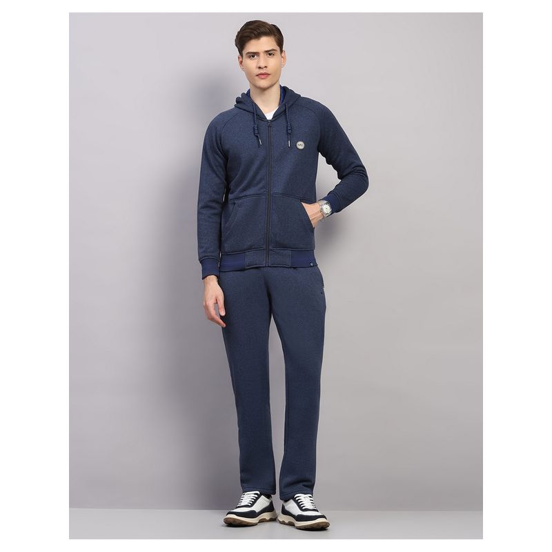 Monte Carlo Mens Navy Blue Regular Fit Solid Hooded Neck Winter Tracksuit (M)