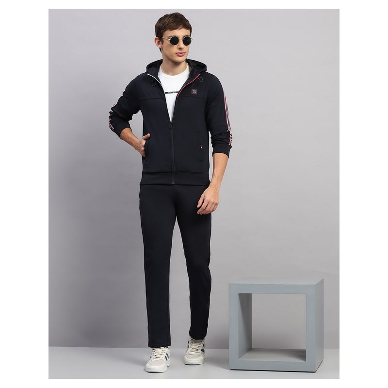 Monte Carlo Mens Navy Blue Solid Hooded Neck Winter Tracksuit (M)
