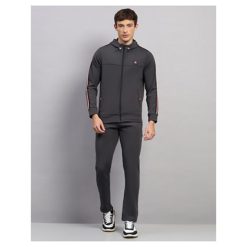 Monte Carlo Mens Black Solid Hooded Neck Winter Tracksuit (M)