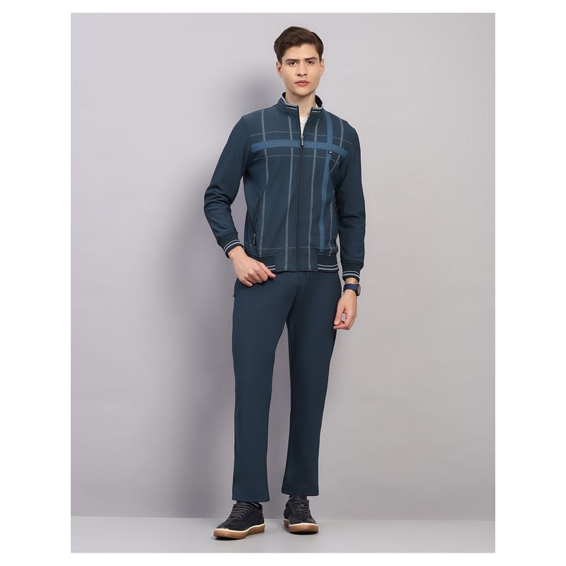 Monte Carlo Mens Teal Regular Fit High Neck Full Sleeves Winter Tracksuit (M)