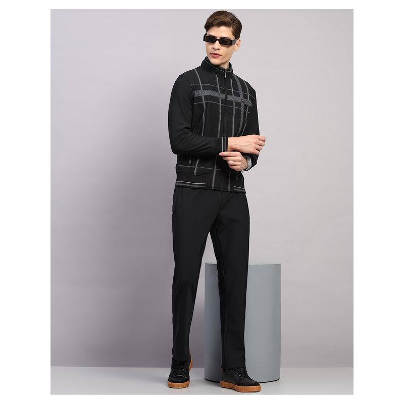 Monte Carlo Mens Black Regular Fit High Neck Full Sleeves Winter Tracksuit (M)