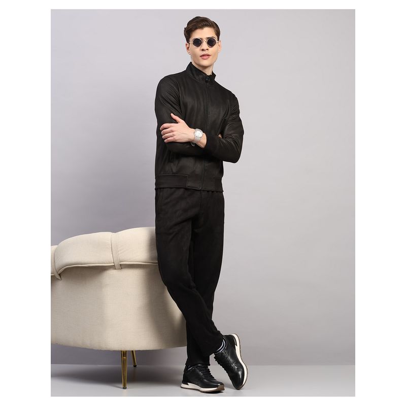 Monte Carlo Mens Black High Neck Full Sleeves Winter Tracksuit (M)