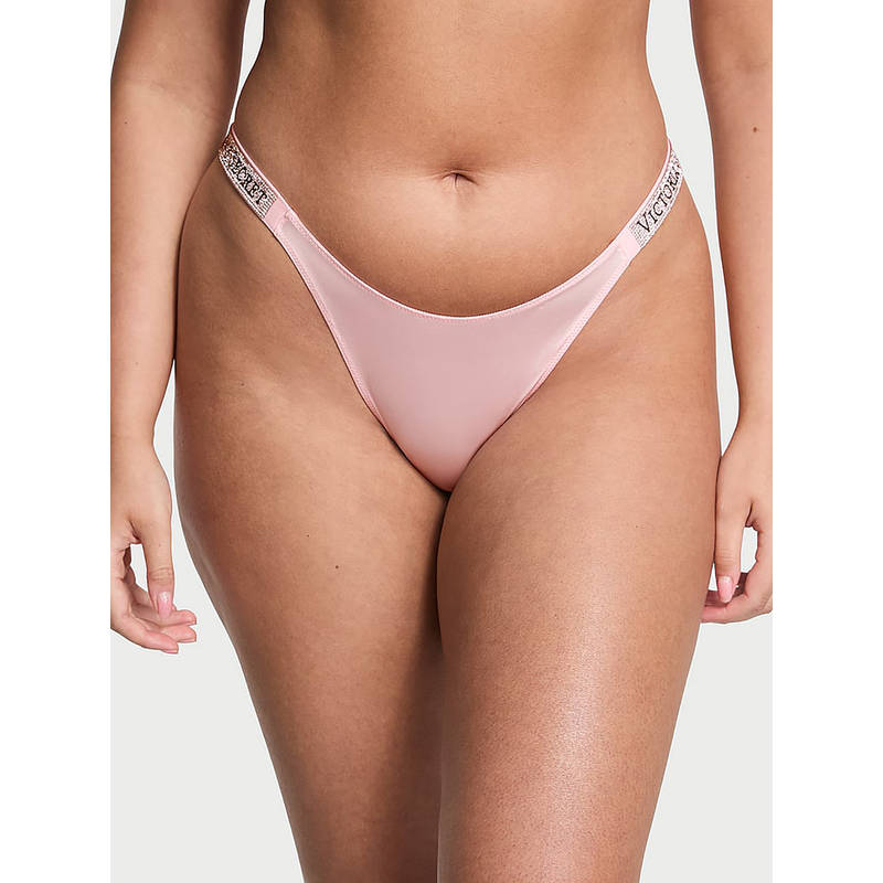 Victoria's Secret Women Pink Very Sexy Shine Strap Brazilian Thong Panty (M)