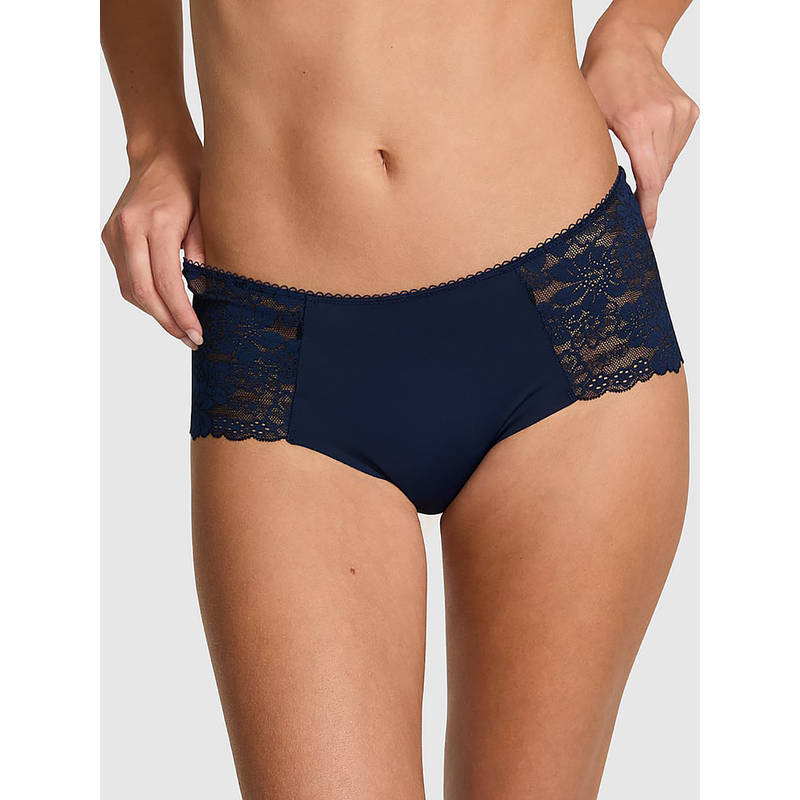 Victoria's Secret Women Navy Blue Self Design No-Show Cheeky Panty (XS)