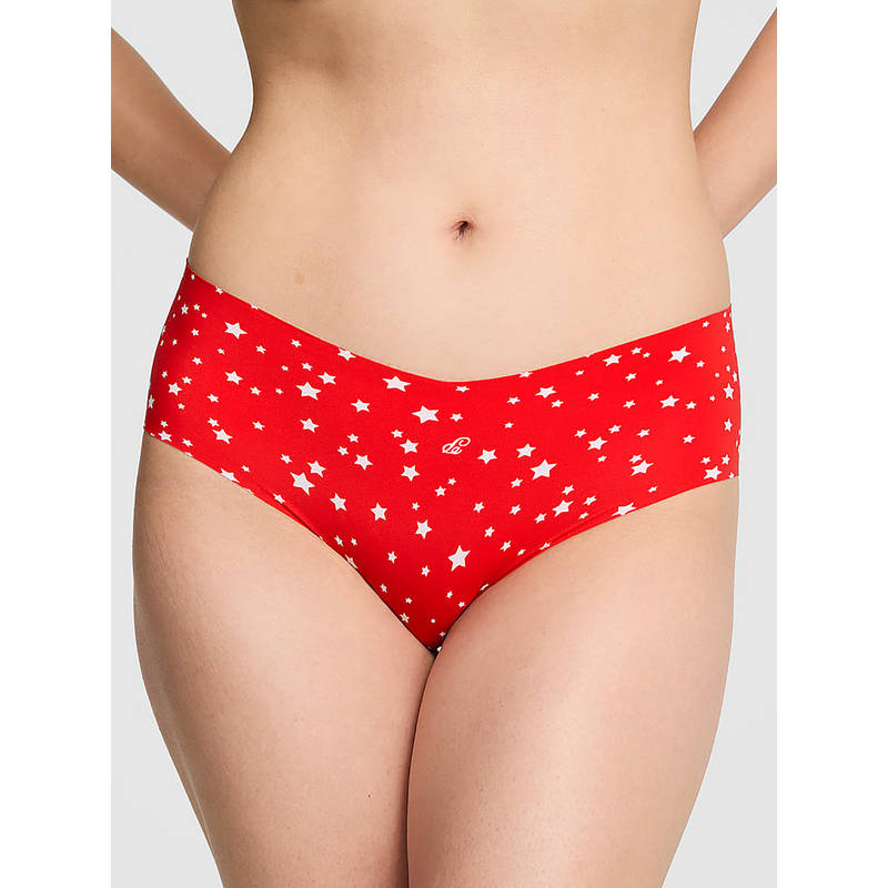 Victoria's Secret Women Red Printed No-Show Hiphugger Brief Panty (XS)