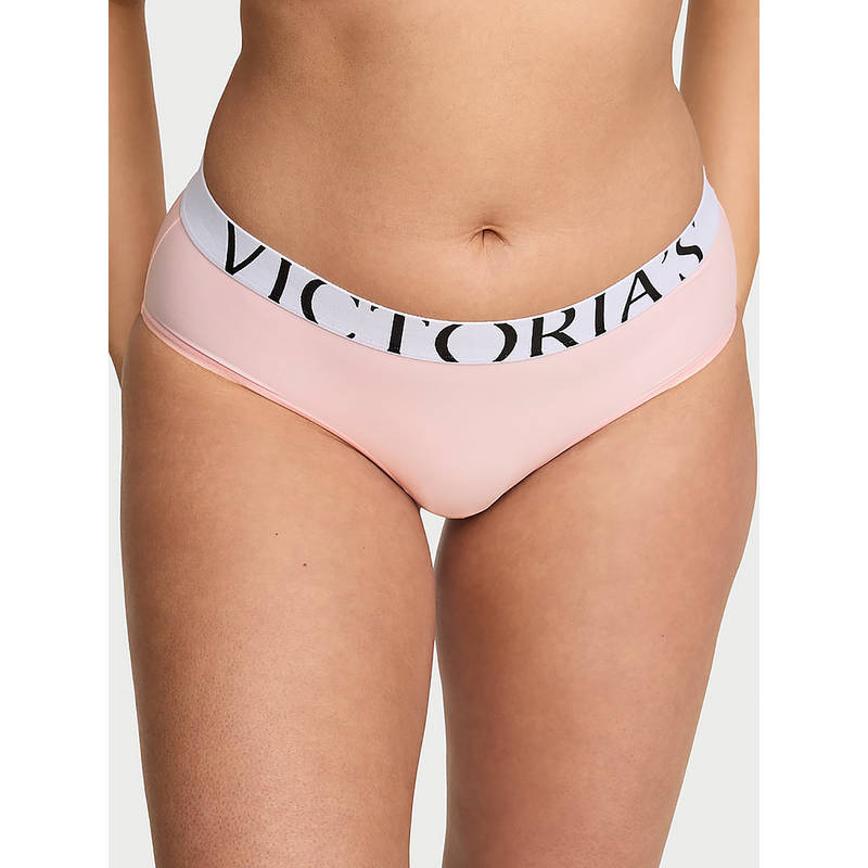 Victoria's Secret Women Pink Exploded Logo Cotton Hiphugger Brief Panty (M)