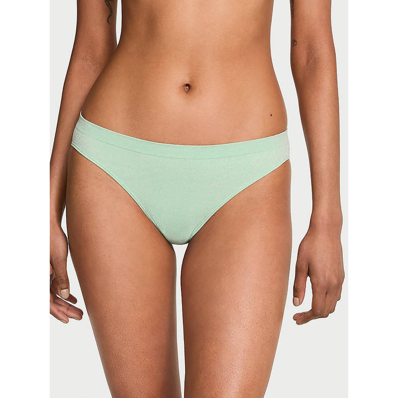 Victoria's Secret Women Green Seamless Shimmer Bikini Panty (S)