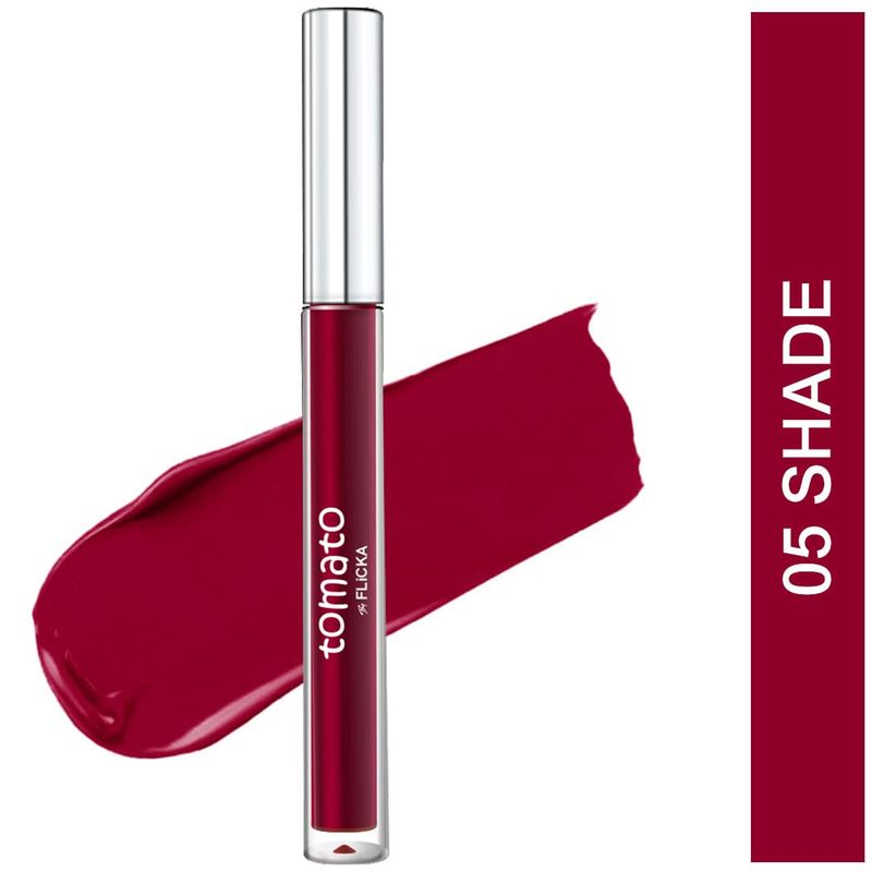 Flicka Tomato Liquid Lipstick Rich Matte Long Lasting Intense Pigment Smudgeproof - 05 Shade