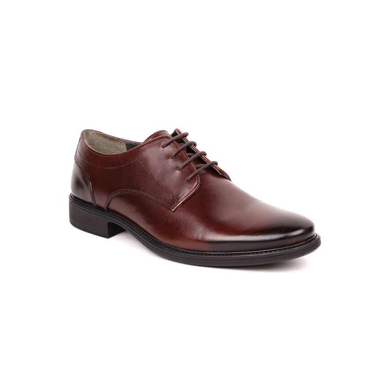 MASABIH Genuine Leather Brown Lacep Derby Shoes (EURO 40)
