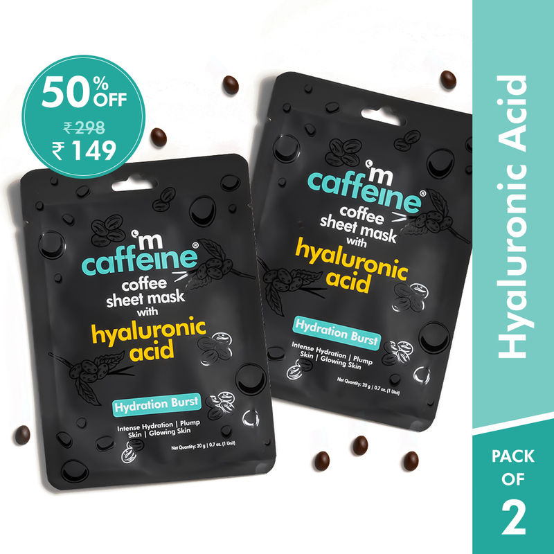 Buy MCaffeine Hyaluronic Acid Face Sheet Masks with Coffee for Glowing