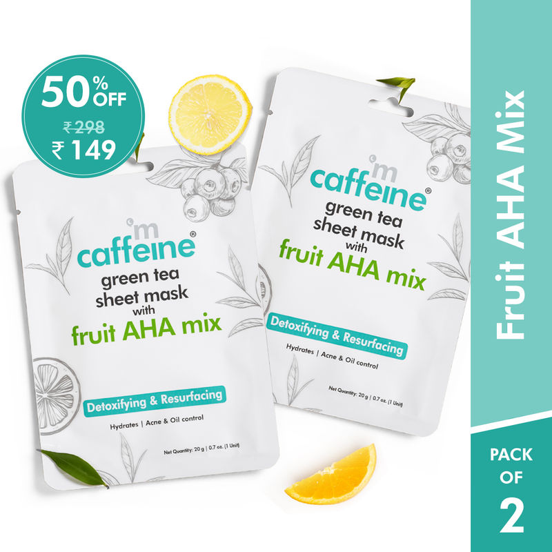 Buy MCaffeine Fruit AHA Mix Hydrating Face Sheet Masks with Green Tea