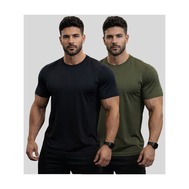 Parcel Yard Men Multicolor Quick-Dry Polyester Gym T-Shirts (XL)
