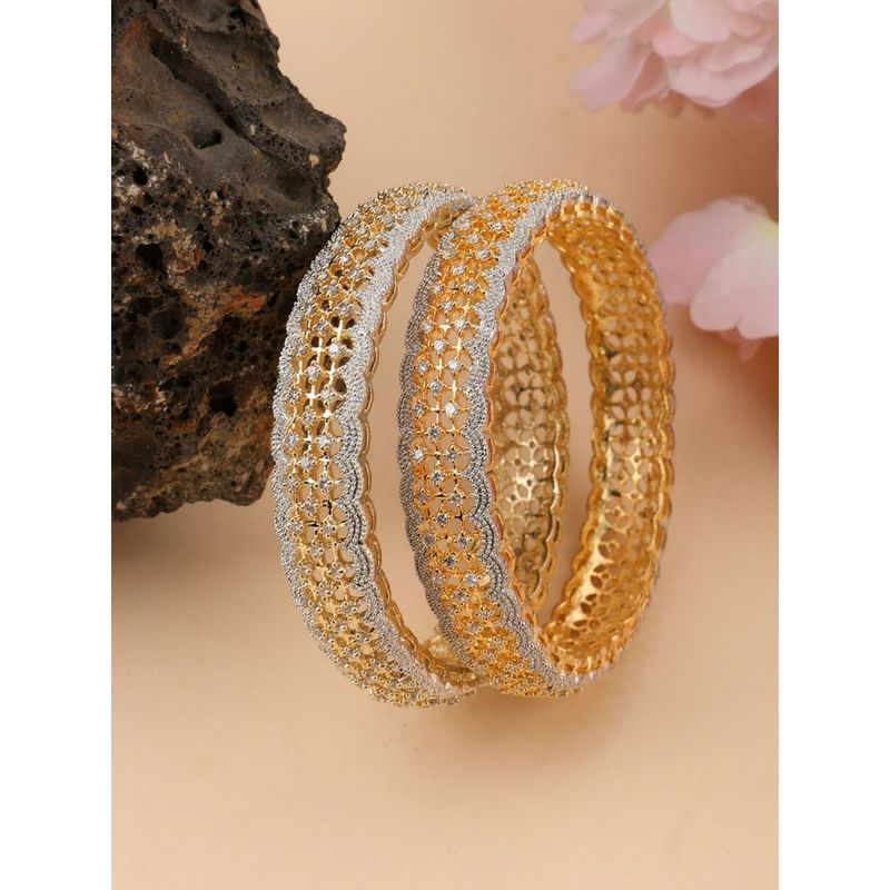 Anika's Creations GoldPlated White ADStudded Bangles (Set of 2) Buy