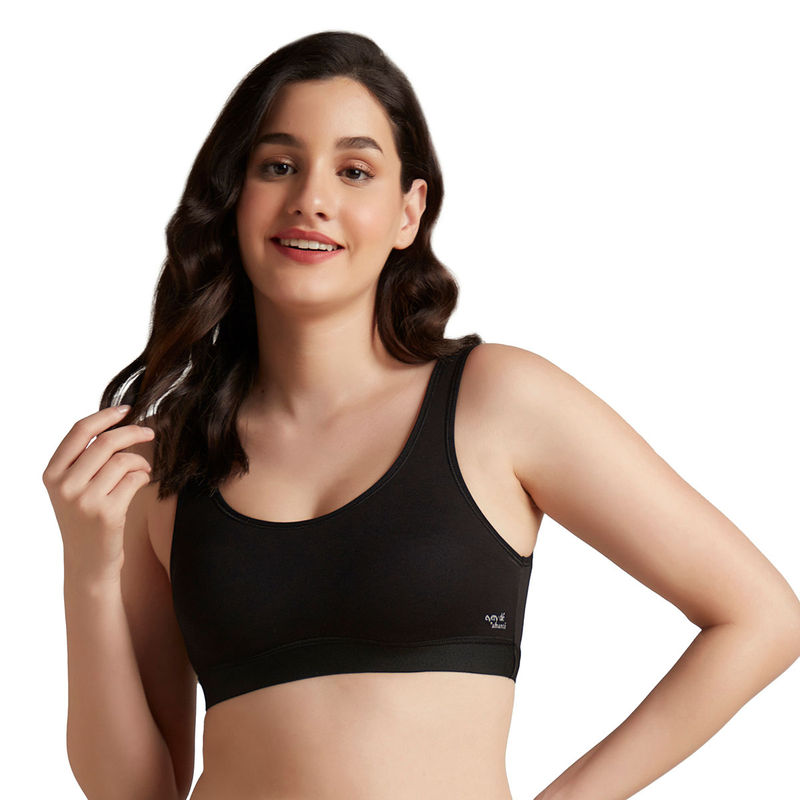 Amante Black Non Padded Non-Wired Easy Slip-On Cami Bra (L)