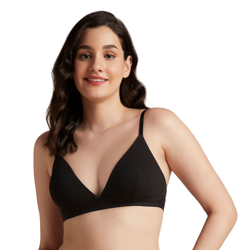 Amante Black Padded Non-Wired Trendy Plunge T-Shirt Bra (32D)