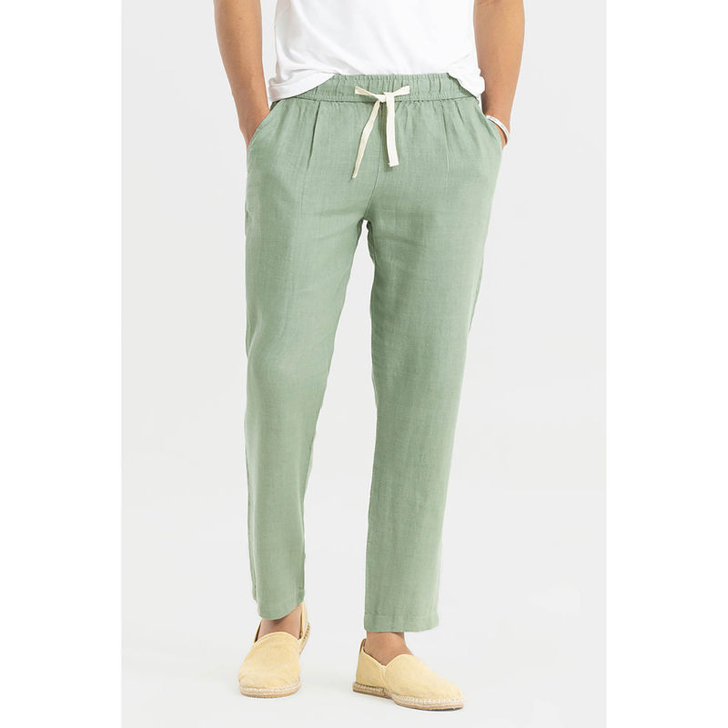 Snitch Green Plain Regular Casual Trouser for Men (34)