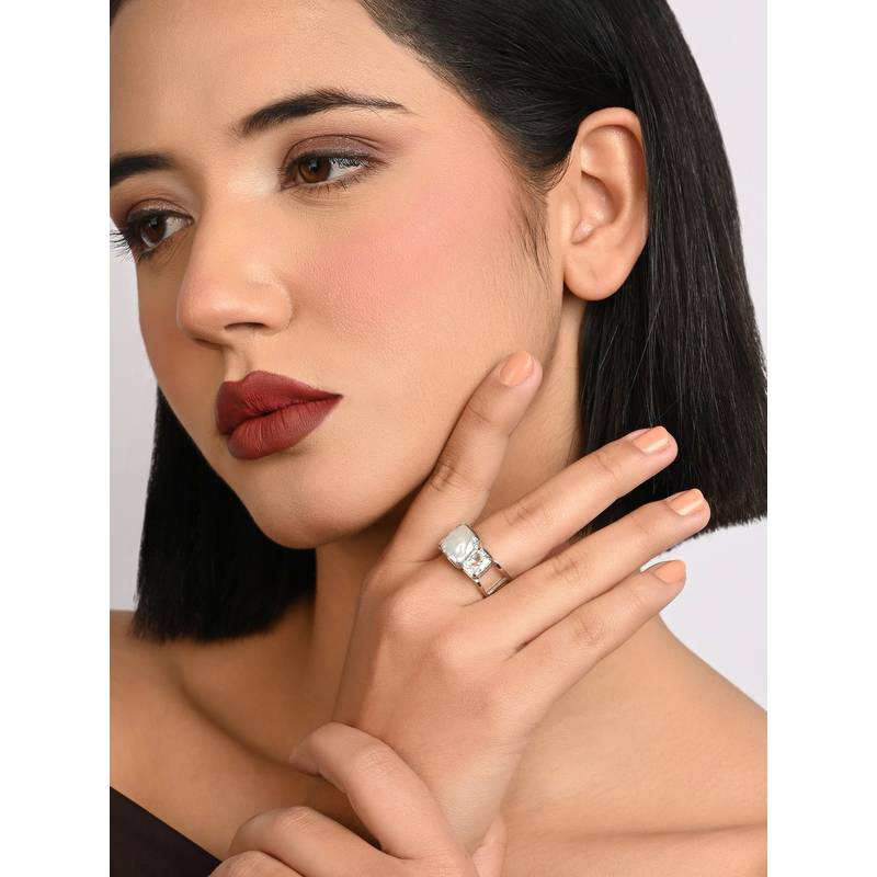 TOUCH925 Pure 925 Silver Pearl Prism Ring For Women (6)