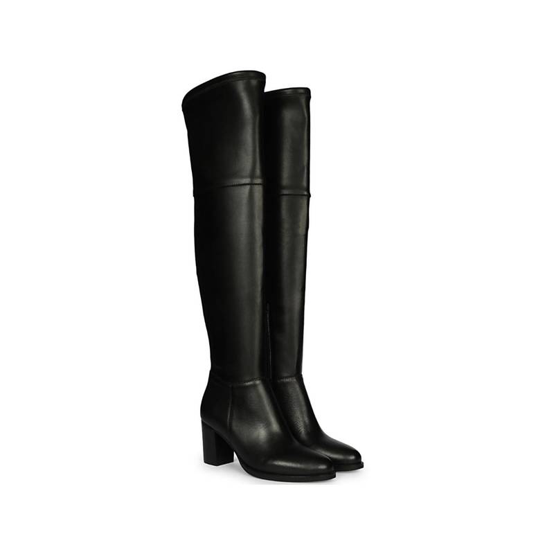 Saint G Women Black Stretch Napa Thigh High Casual Boots (EURO 36)