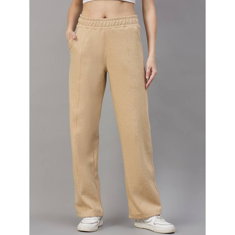 98 Degree North Women Brown Fleece Straight Trackpant (S)