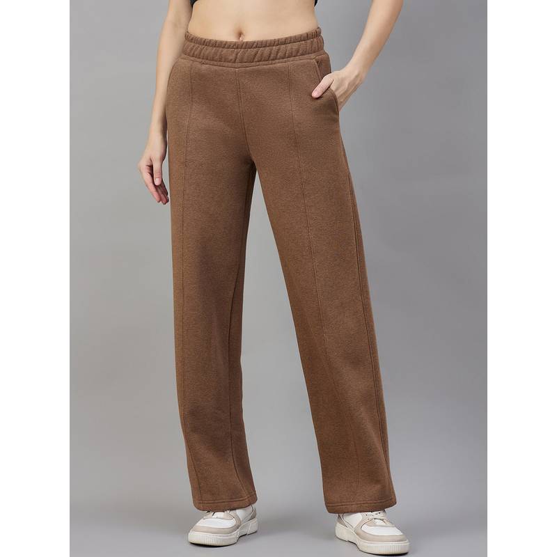 98 Degree North Women Brown Fleece Straight Trackpant (L)