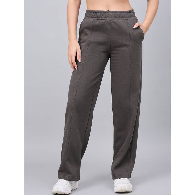 98 Degree North Women Grey Fleece Straight Trackpant (L)