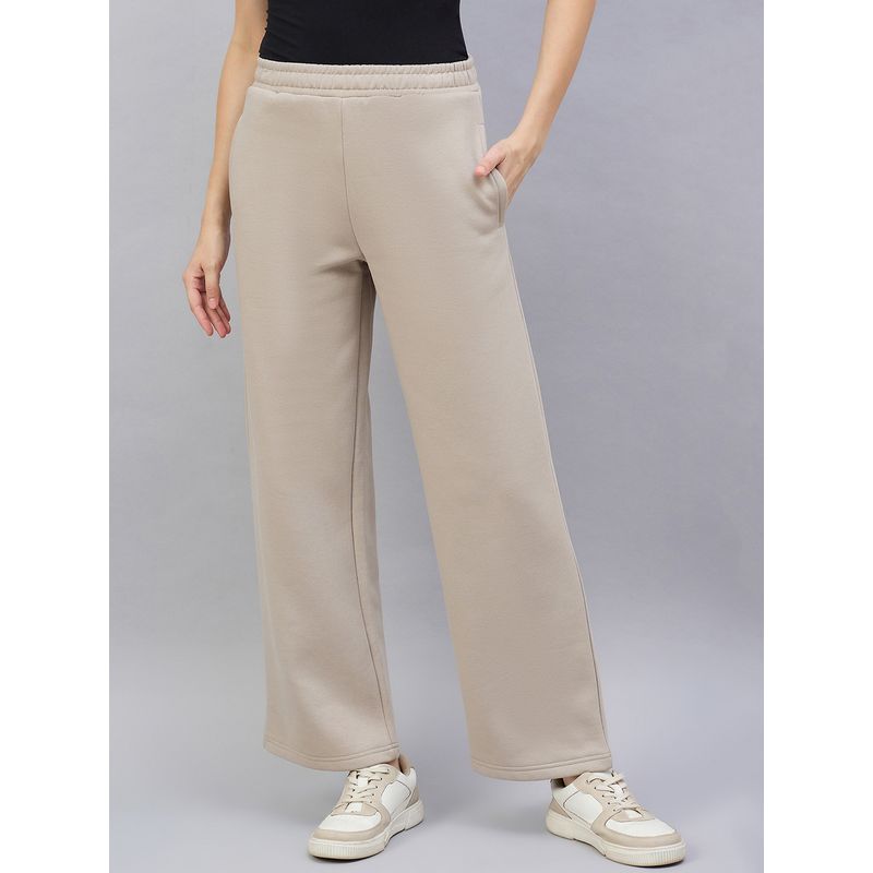 98 Degree North Women Khaki Fleece Straight Textured Trackpant (2XL)
