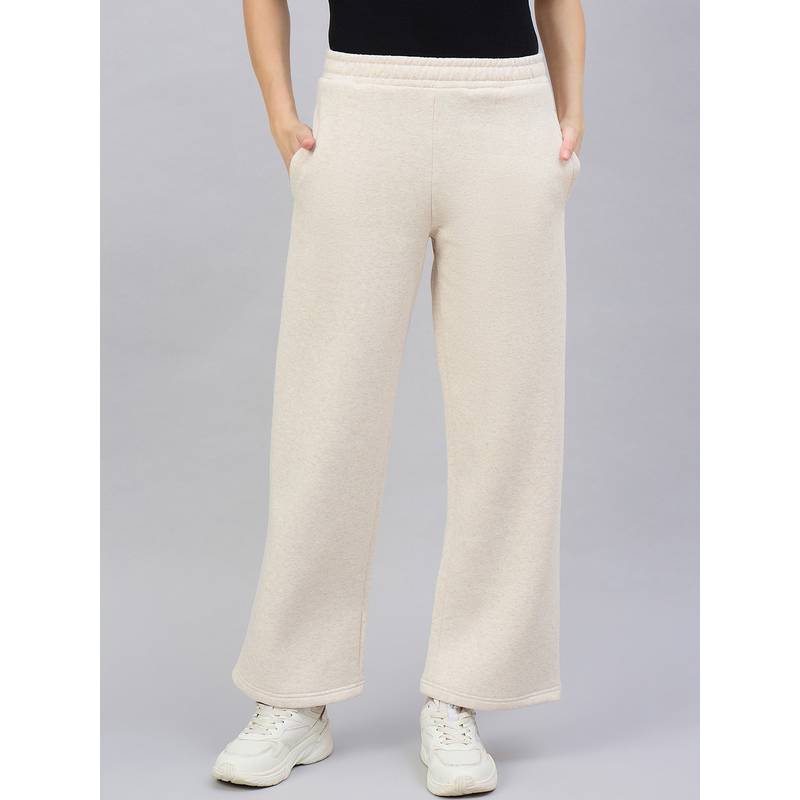 98 Degree North Women Beige Fleece Straight Textured Trackpant (2XL)