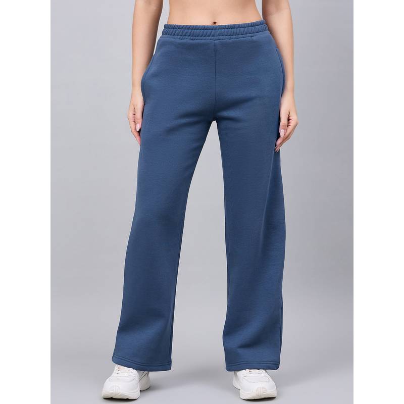 98 Degree North Women Indigo Fleece Straight Textured Trackpant (S)