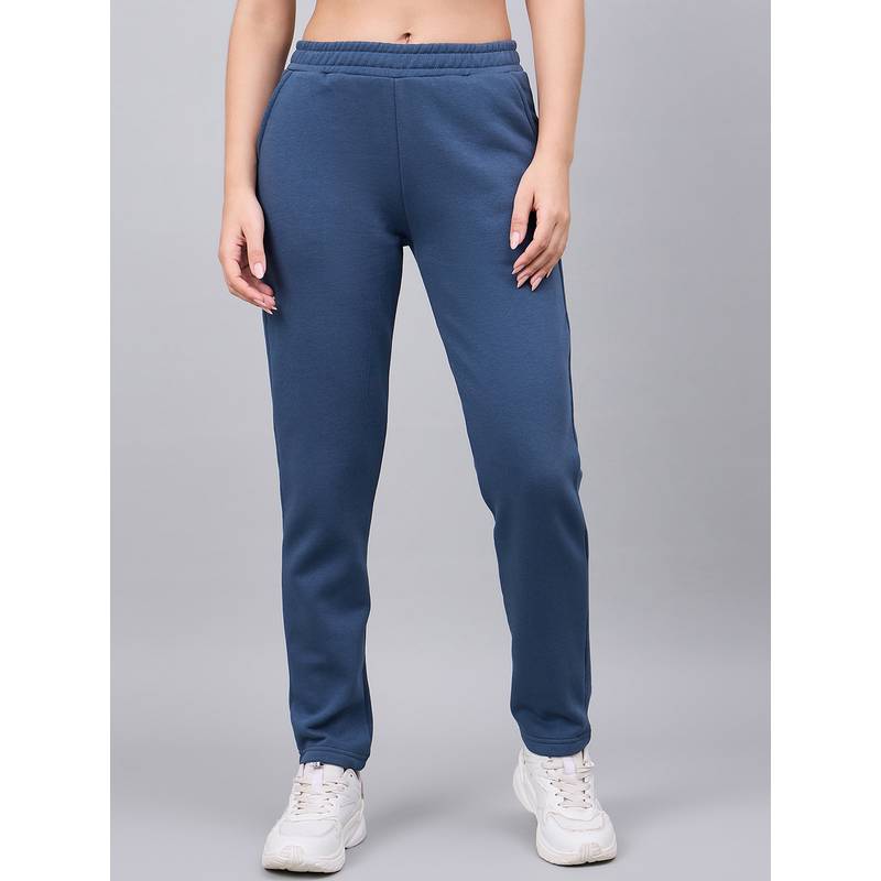 98 Degree North Women Indigo Fleece Straight Textured Trackpant (S)