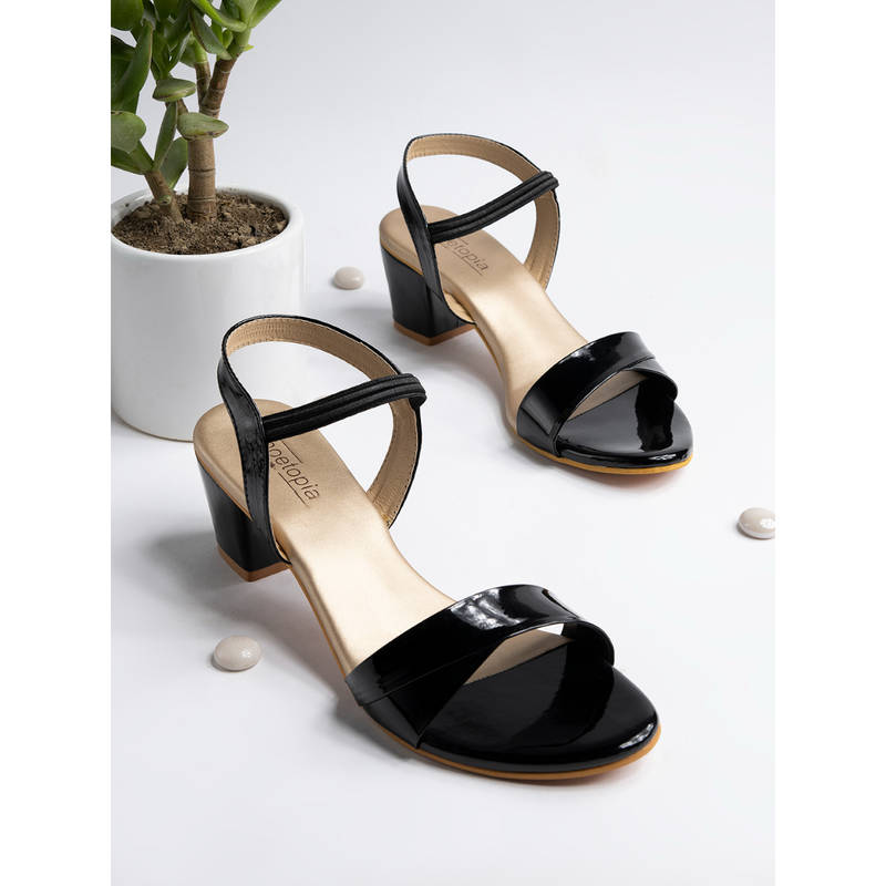 Shoetopia Women Black Solid Heels (Euro 36)