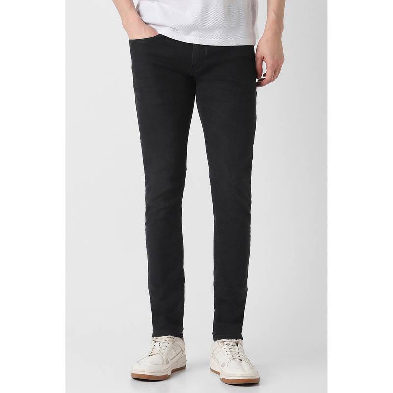 Peter England Men Black Cotton Blend Skinny Fit Jeans (34)