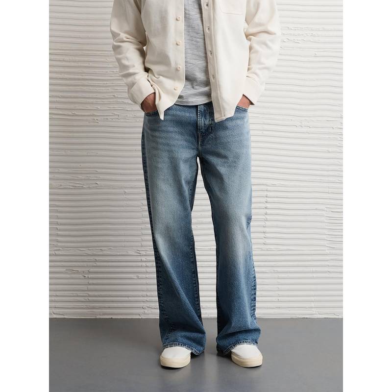 American Eagle Men Blue Cotton Blend Wide Fit Jeans (32)