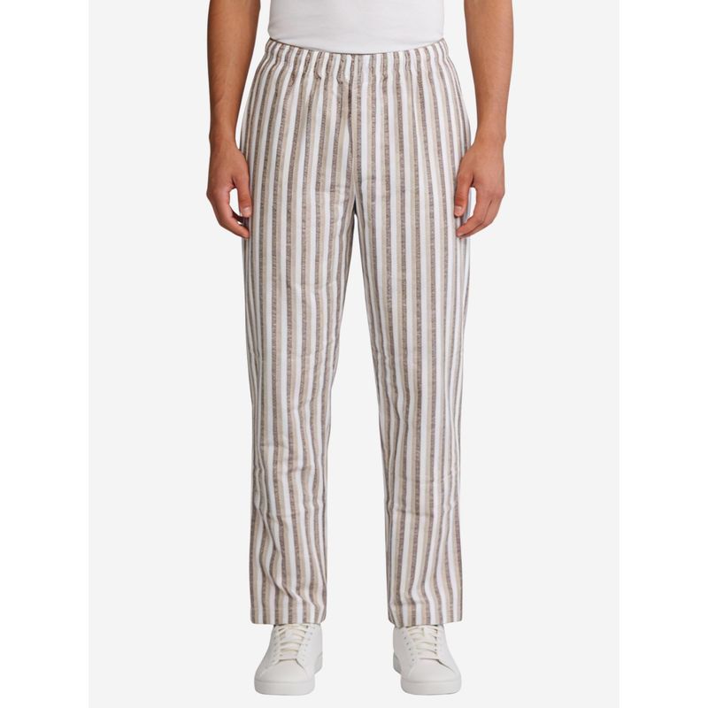 Bonjour Beige Cotton Stripes Pyjama (S)