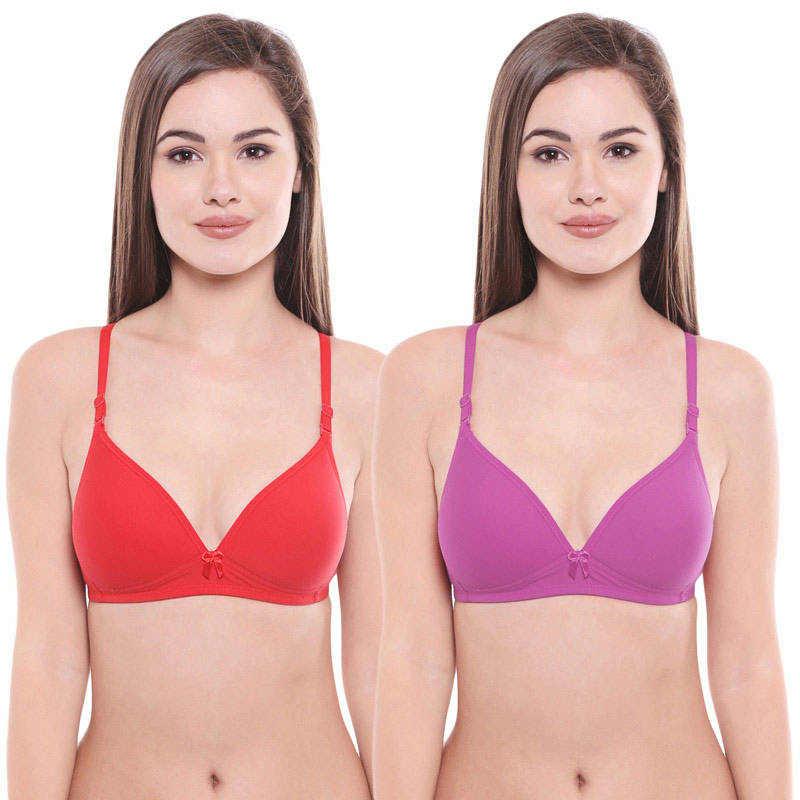 Bodycare Pack Of 2 Lightly Padded T-Shirt Bra - Multi Color (32B)