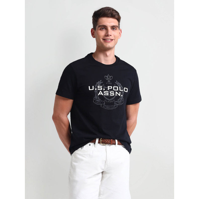 U.S. POLO ASSN. Slim Fit Brand Printed T-Shirt Black (M)