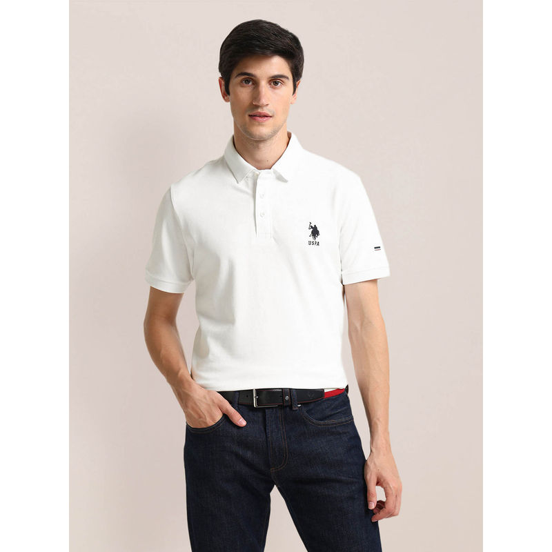 U.S. POLO ASSN. Slim Fit Logo Polo T-Shirt White (M)