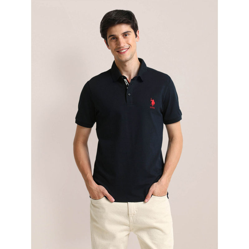 U.S. POLO ASSN. Slim Fit Logo Polo T-Shirt Navy Blue (L)