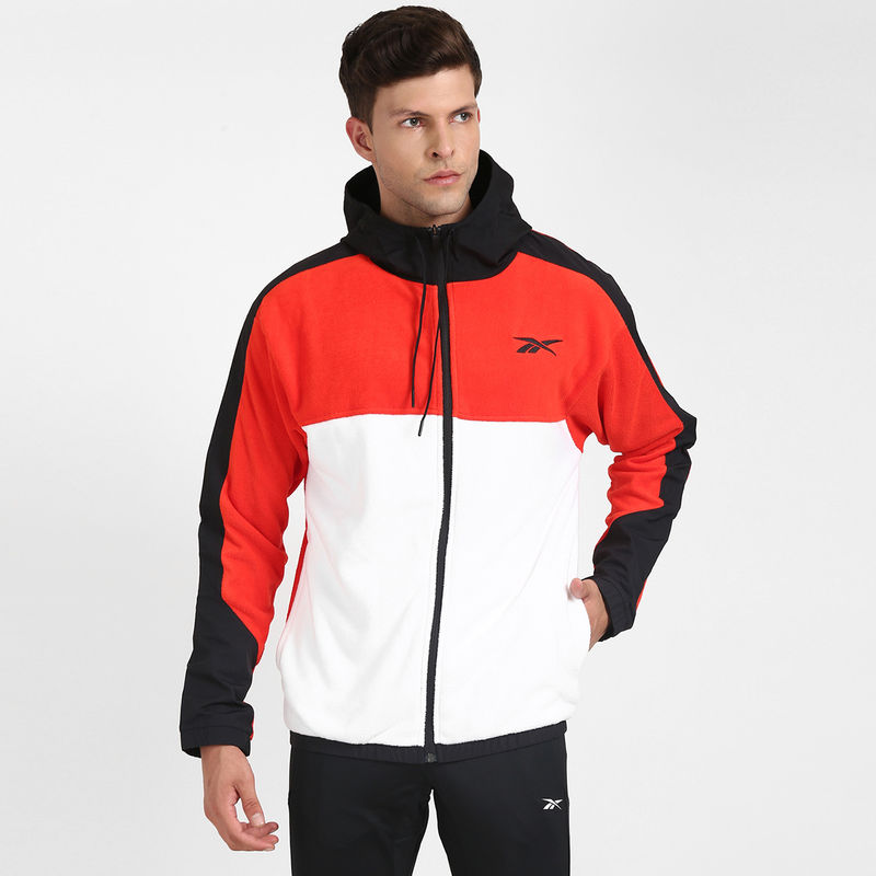 Reebok WOR FLEECE FZ HOODIE Red Training Track Top (M)