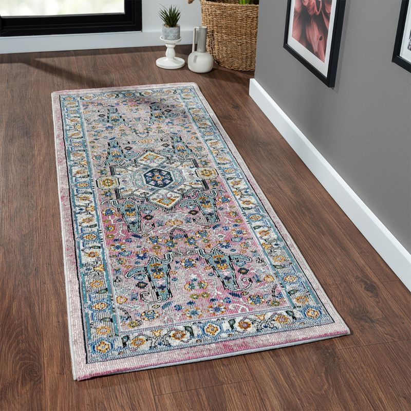 OBSESSIONS Polypropylene Anti-Static Bedside Runner, Pink (2x5 feet)