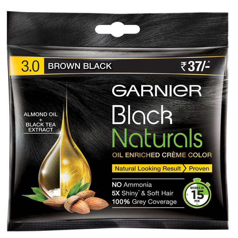 Garnier Black Naturals Oil Enriched Cream Hair Colour - 3.0 Brown Black