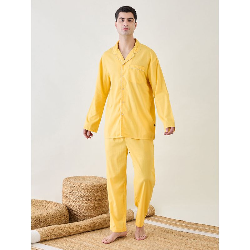 The Kaftan Company Mens Yellow Classic Shirt and Pyjama (Set of 2) (M)