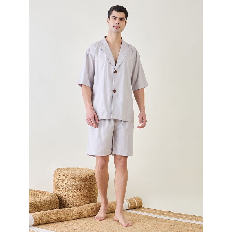 The Kaftan Company Mens Grey Shirt and Shorts (Set of 2) (S)