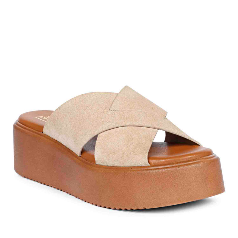 Viviblu Women Beige Leather Wedges (EURO 38)