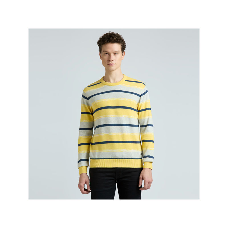 Pepe Jeans Yellow Stripes Full Sleeve Sweater (S)