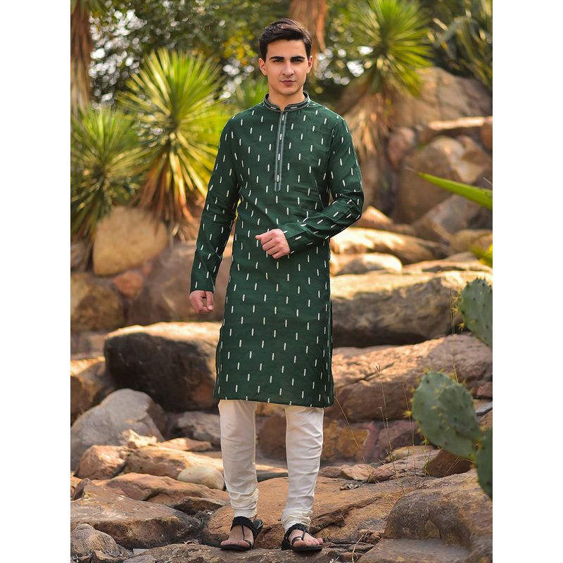 House of Deyann Green Kurta with Churidar (Set of 2) (M)