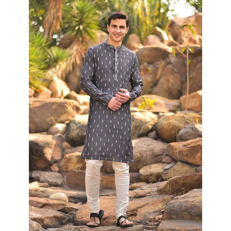House of Deyann Silver Kurta with Churidar (Set of 2) (S)