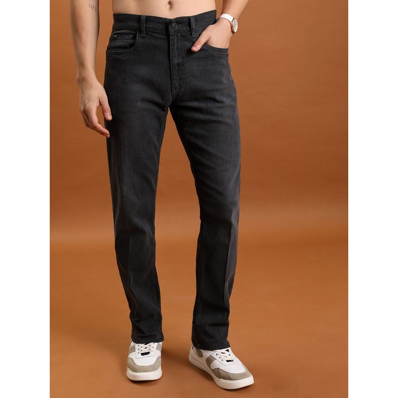 HIGHLANDER Men Grey Cotton Blend Solid Regular Jeans (32)