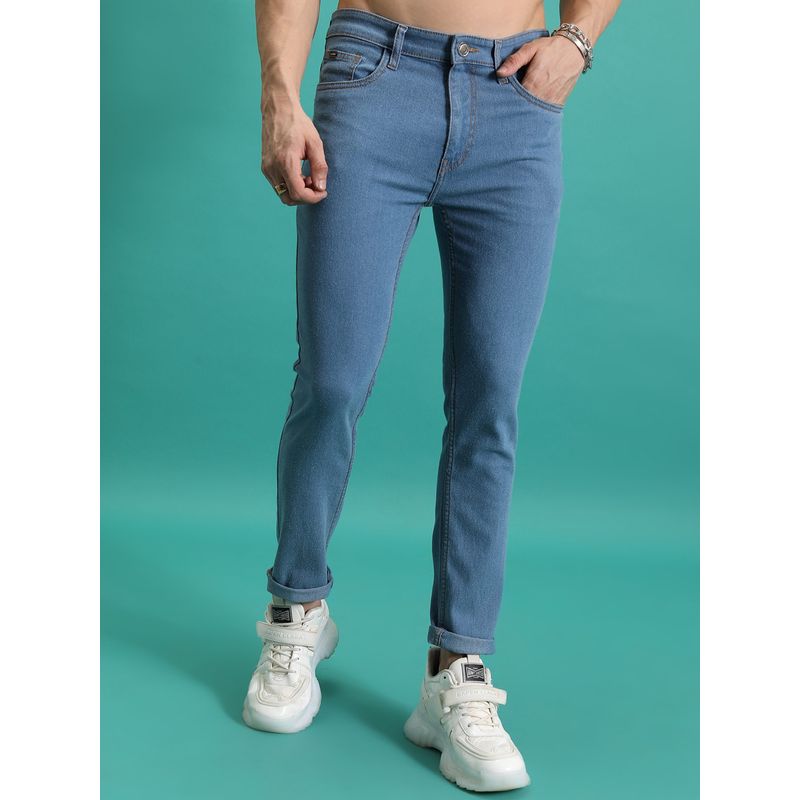 HIGHLANDER Men Blue Cotton Blend Solid Regular Jeans (32)