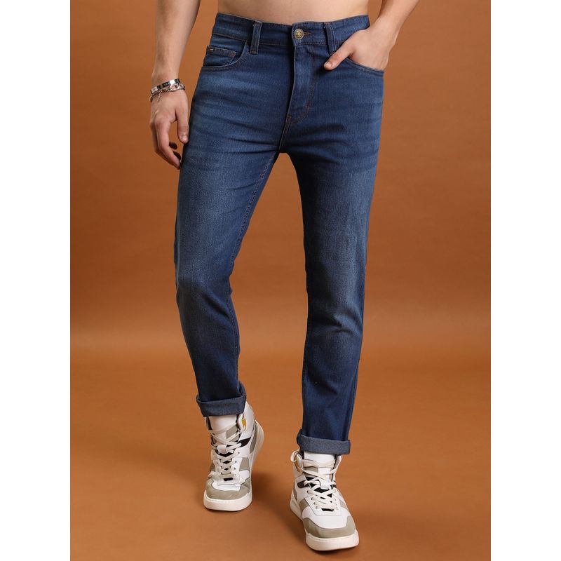 HIGHLANDER Men Blue Cotton Blend Solid Regular Jeans (34)
